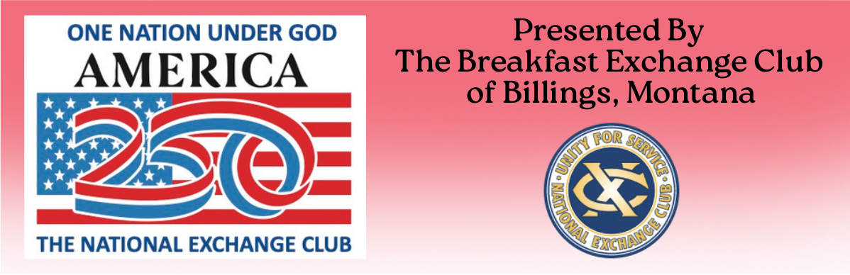 America 250 Initiative logo featuring One Nation Under God America 250 and National Exchange Club and Breakfast Exchange Club